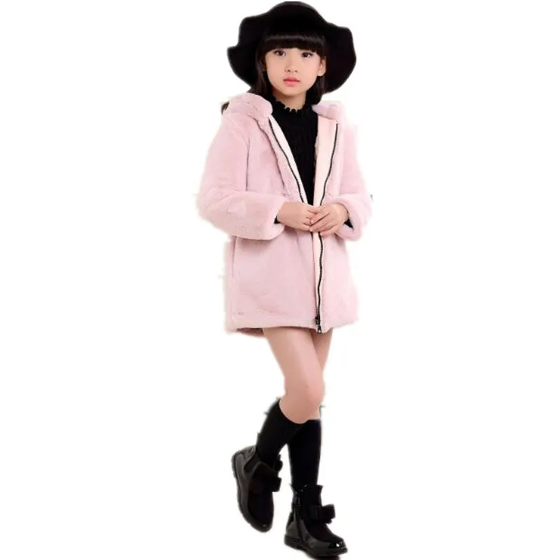 Платье для маленьких девочек 2019 осень-зима куртки теплое пальто с искусственным