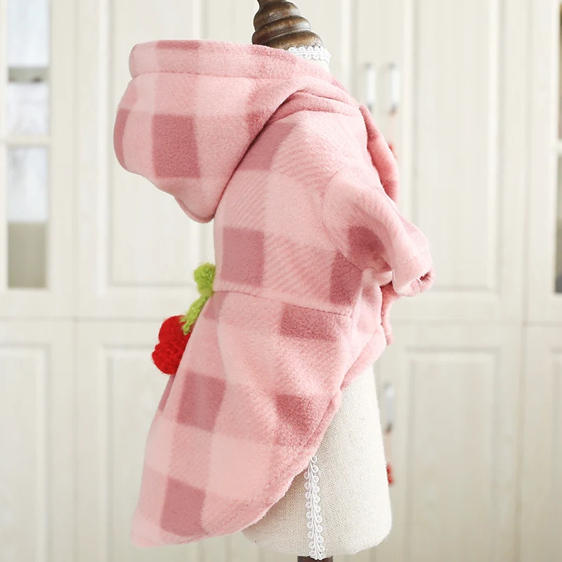 Одежда для собак 2019 розовая клетчатая куртка вишен теплые спортивные толстовки