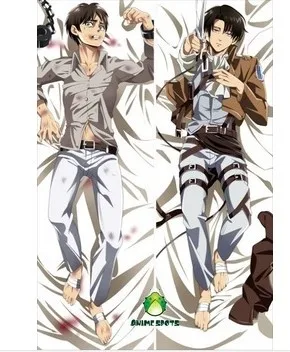 Бесплатная доставка Аниме Обнимая Наволочка атака на Титанов Levi Eren Jaeger nk058|hugging