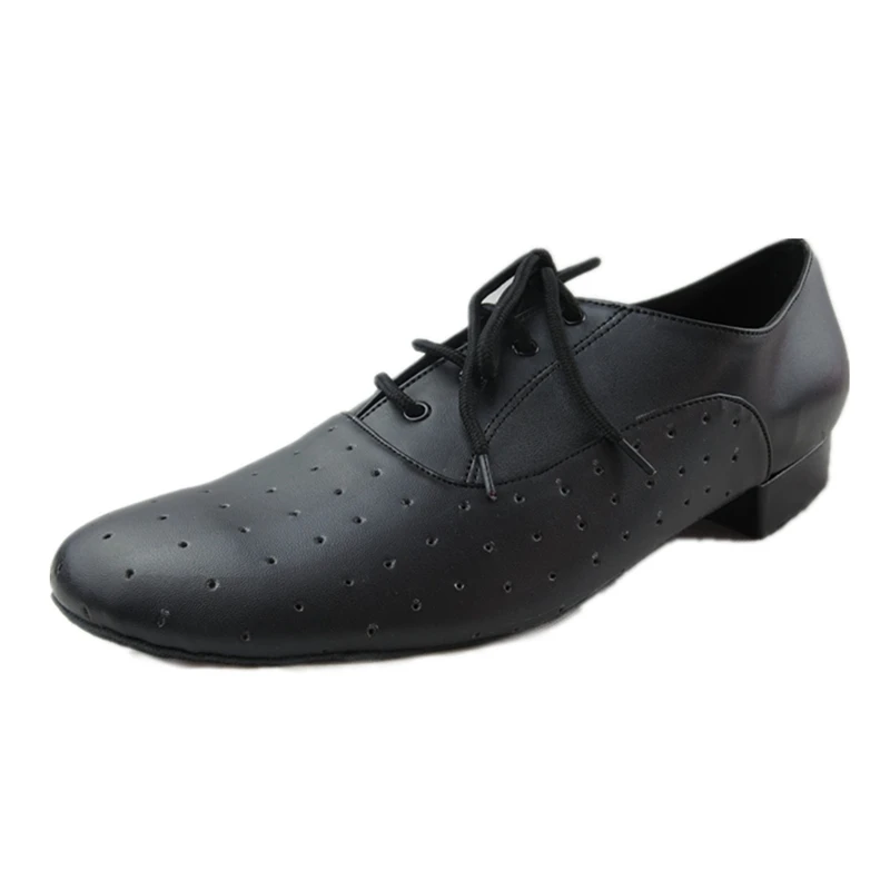 

Soft Black Salsa Dance Shoes Man Latin Shoes Professional Net Breathe Lace Up Ballroom Dance Shoes Low Square Heels