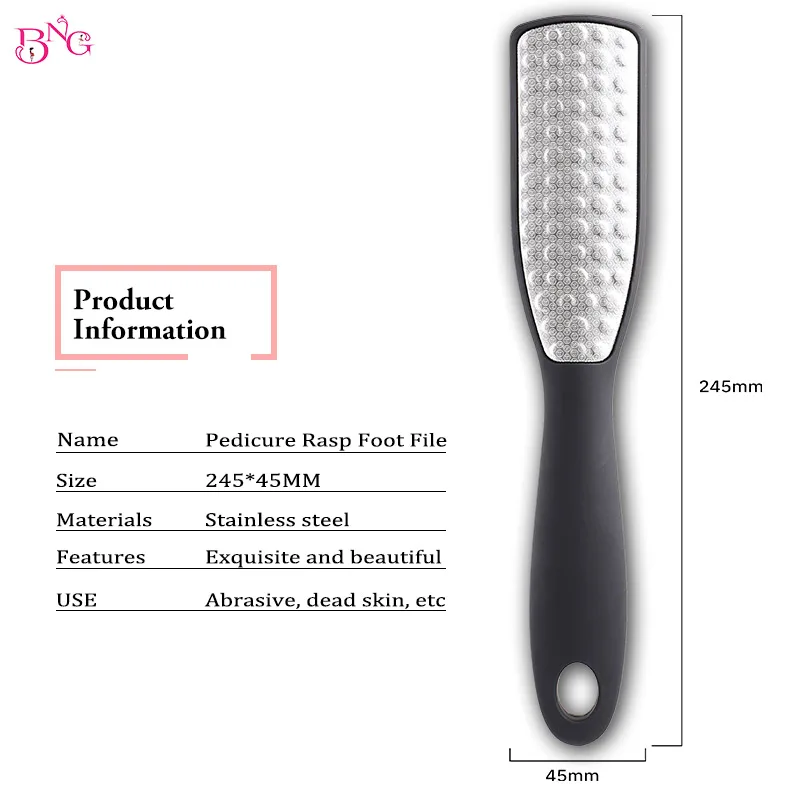 BNG 1pc Black Professional Foot Files Stainless Steel Double Sided Hard Dead Skin Callus Pedicure Remover File washable | Красота и