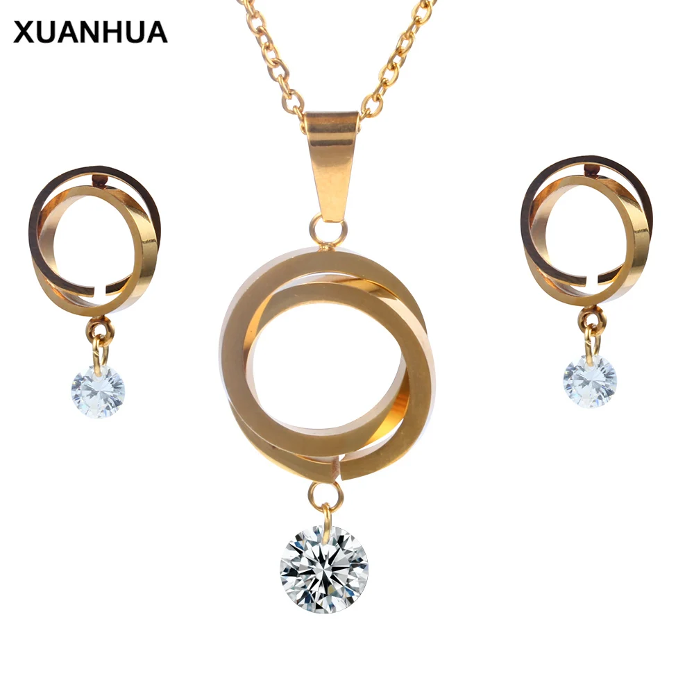 Модные свадебные ювелирные наборы XUANHUA из нержавеющей стали изделия для женщин