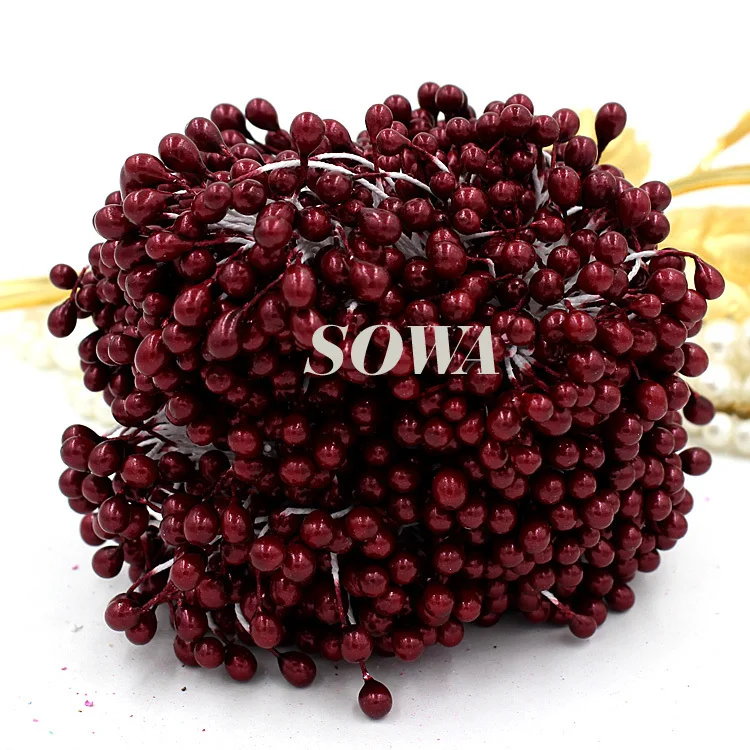 Бесплатная доставка 5 мм Двойные головки коричневый жемчуг эффект цветок Stamen