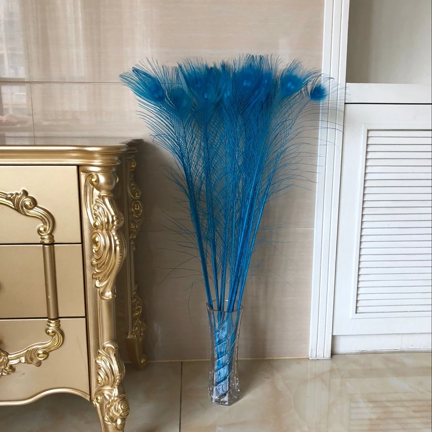 1000 pcs Turquoise Blue Bulk Centerpieces Long Peacock tails Feather Cheap for Decoration Christmas Costume Wedding Wholesale | Дом и сад