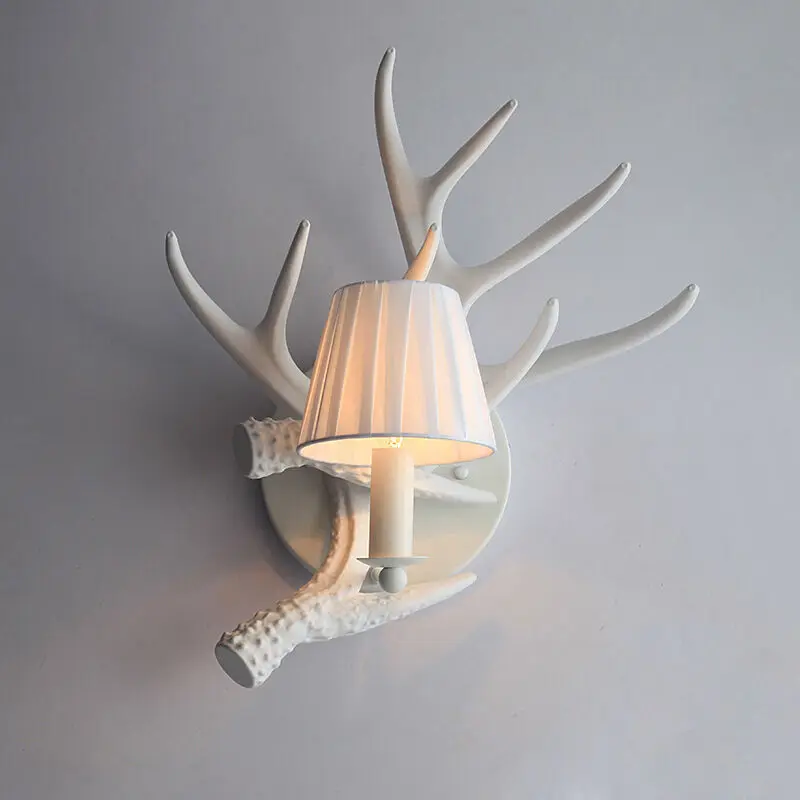 

American country creative wall lamp white antler wall lamp living room bedside bedroom decoration antler wall lamp WF705147