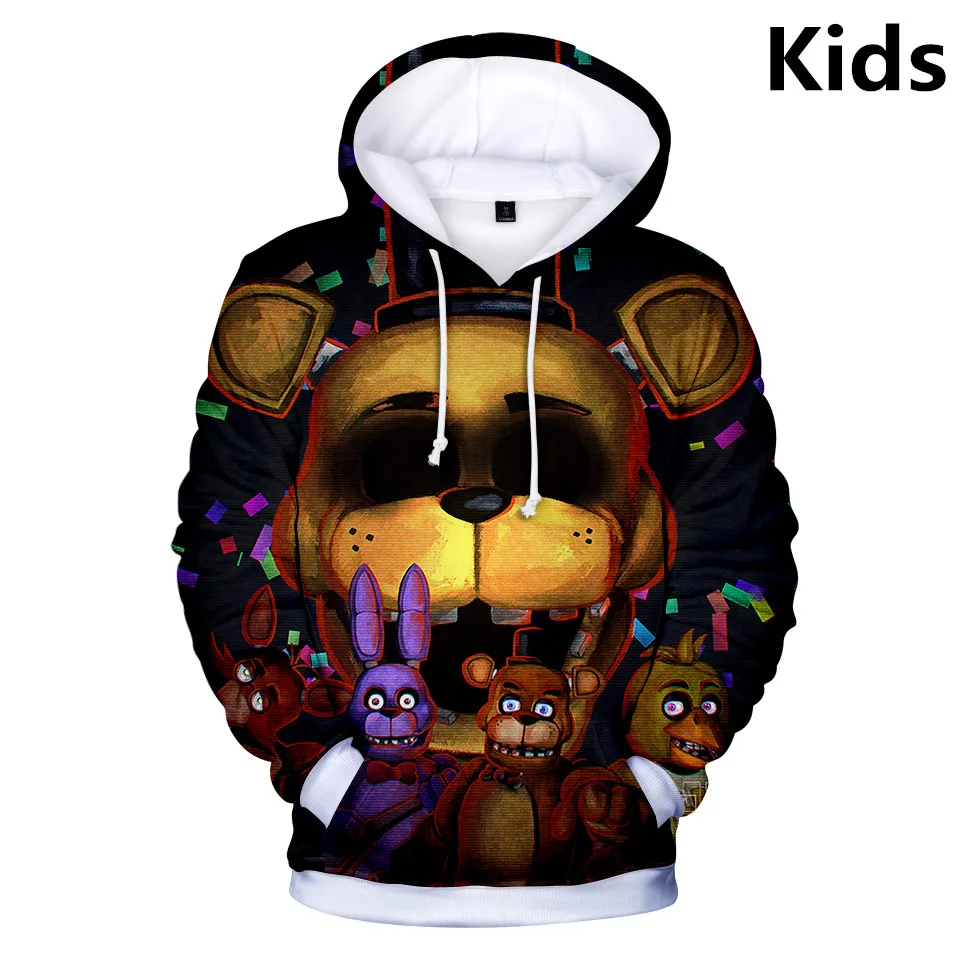 Детская толстовка с капюшоном пять ночей у FNAF на возраст от 3 до 14 лет|Мужские