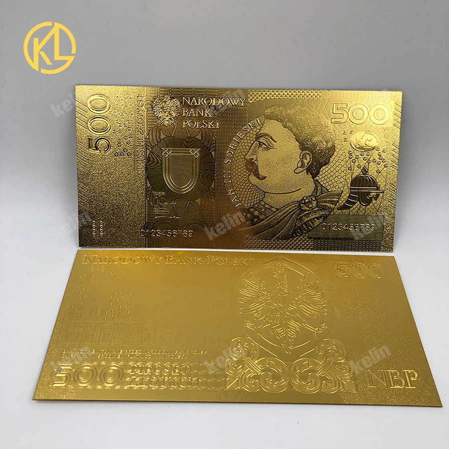 Горячие 10 xunised 1994 издание польская валюта спроектированная цветная 24 K позолоченная банкнота 500 PLN для банка сувенирный подарок