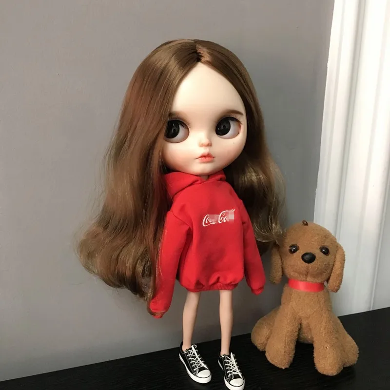 1/6 Модная Кукла шляпа Толстовка Blyth одежда для Pullip Красная толстовка для blyth licca ob24 30 см кукла аксессуары для куклы Барби