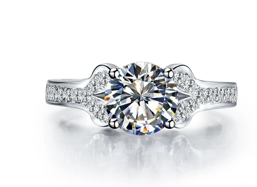 Счастливое свадебное 2Ct 8 мм Тест положительное Moissanite бриллиантовое кольцо тест