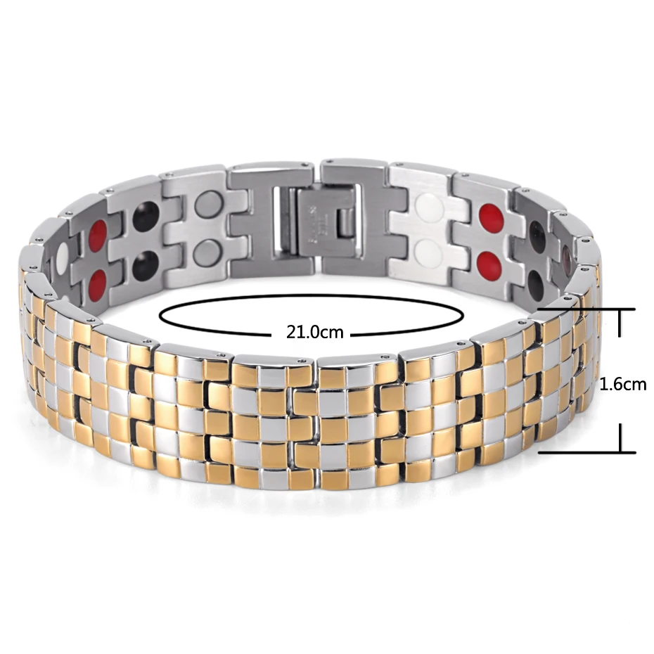 hot sale fashion rainso brand double row 4 elements stainless steel tharepy bracelet link wrist polished for men osb 1044 free global shipping