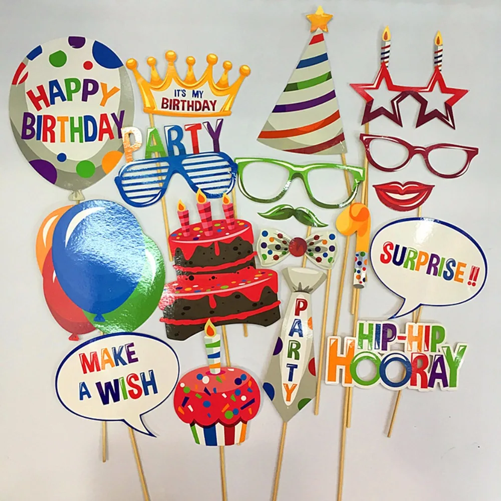 20 шт. реквизит для Фотокабины с надписью Happy Birthday | Дом и сад