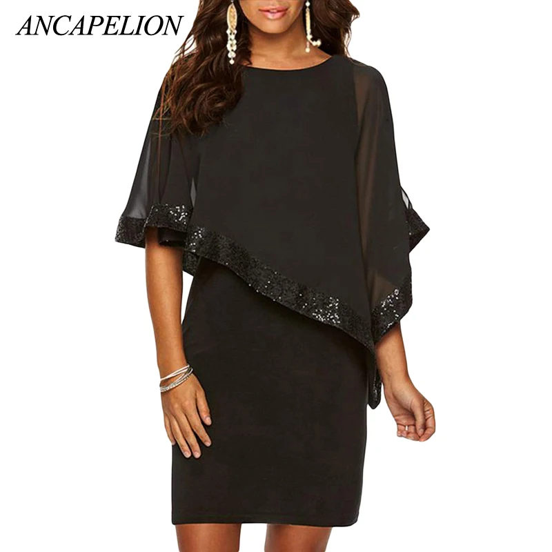 Ancapelion 2019 3xl 4xl 5xl рукав до локтя мини офисное элегантное карандаш черные вечерние