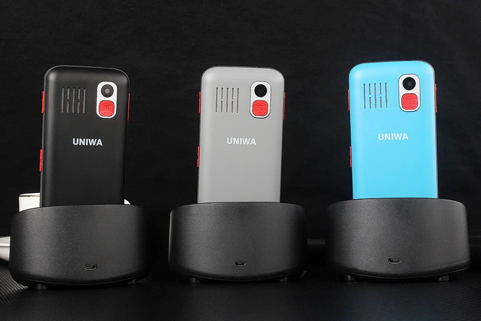 UNIWA V808G, мобильный телефон для пожилых людей, 3G, кнопка SOS, 1400 мА/ч, 2,31 дюйма, изогнутый экран, фонарик, фонарь, сотовый телефон для пожилых людей