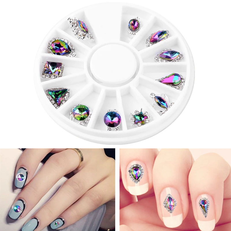 Стразы стеклянные с кристаллами и пламенем 12 видов|nail art decorations|rhinestone gemsab rhinestones |