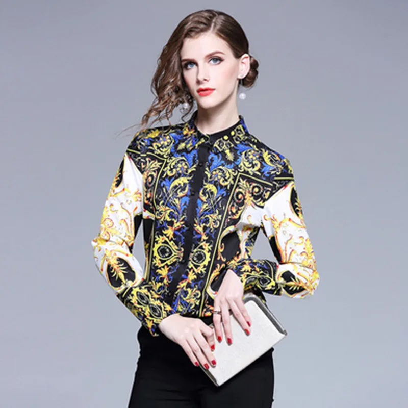 Blusas mujer de moda дизайнерские топы для подиума женская рубашка с длинным рукавом