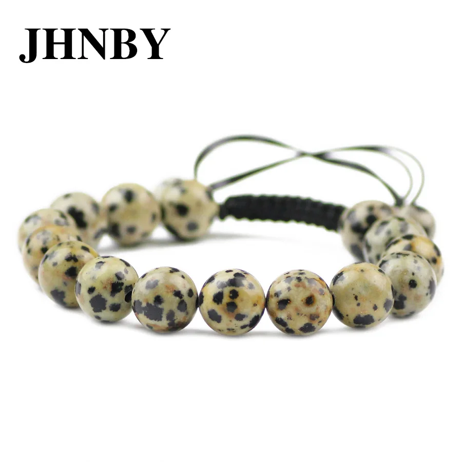 JHNBY природных пестрые камень Браслеты для Для женщин 6/8/10/12 мм плетеные