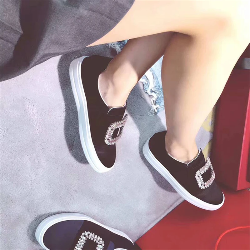 Роскошные женские лоферы наивысшего качества с кристаллами Модные Шелковые