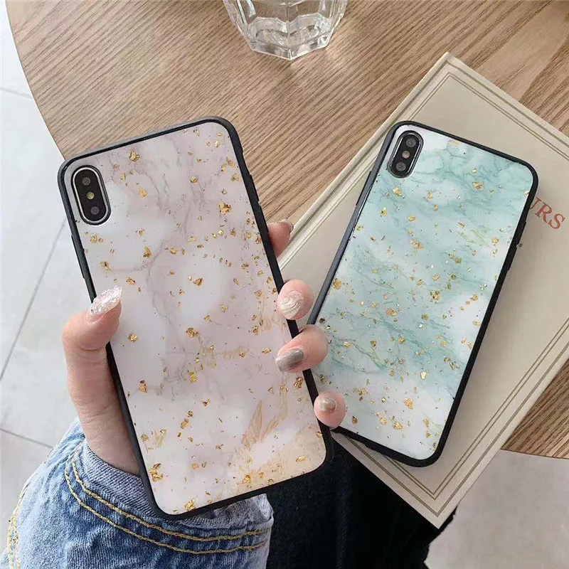 Luxury Gold Foil Bling Marble Phone Case For iPhone X XS Max XR Soft TPU Cover 7 8 6 6s Plus Glitter Silicone |