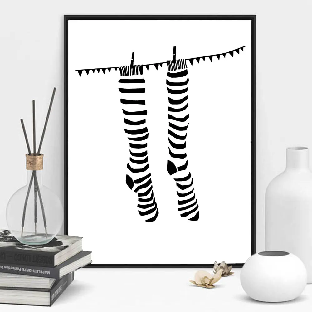 Современные минималистичные художественные абстрактные носки черные и белые