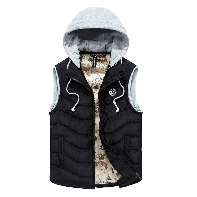 2018 New winter vest men Fashion Slim Coat Casual Cotton Zipper Waistcoat Warm thick Hooded jacket sleeveless parkas coat | Мужская