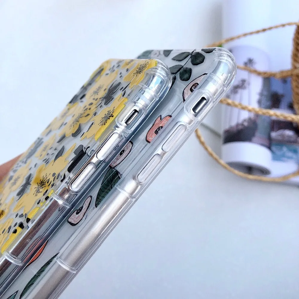 Роскошный 3D рельефный ТПУ чехол для iphone XS XR Max цветочный мягкий прозрачный