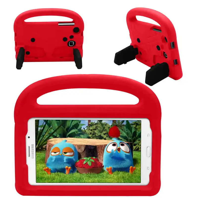 red 7 ''Универсальный eva силиконовая лента для Samsung Galaxy Tab 3 Lite T110 T113 T230 T280 T285 чехол для детей с мультипликационным принтом «сердитые птицы», противоударный - Цвет: red