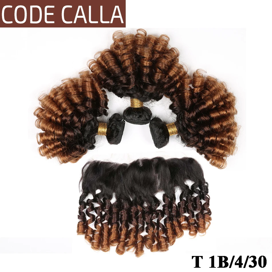 Код Calla Ombre Цвет подпрыгивающие пучки волнистых волос с 13*4 Кружева фронтальной свободной части бразильские необработанные девственные необработанные человеческие волосы