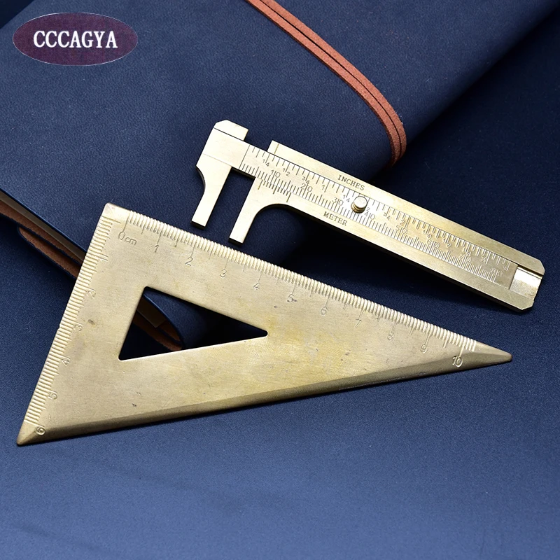 CCCAGYA H001 медная треугольная линейка и суппорт, офисные школьные принадлежности, Обучающие бизнес-ручки для отеля, Подарочные измерительные инструменты