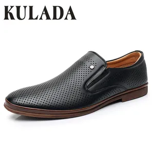 Мужские классические сандалии KULADA, дышащая повседневная удобная обувь, кожаные, с вырезами, лето 2020
