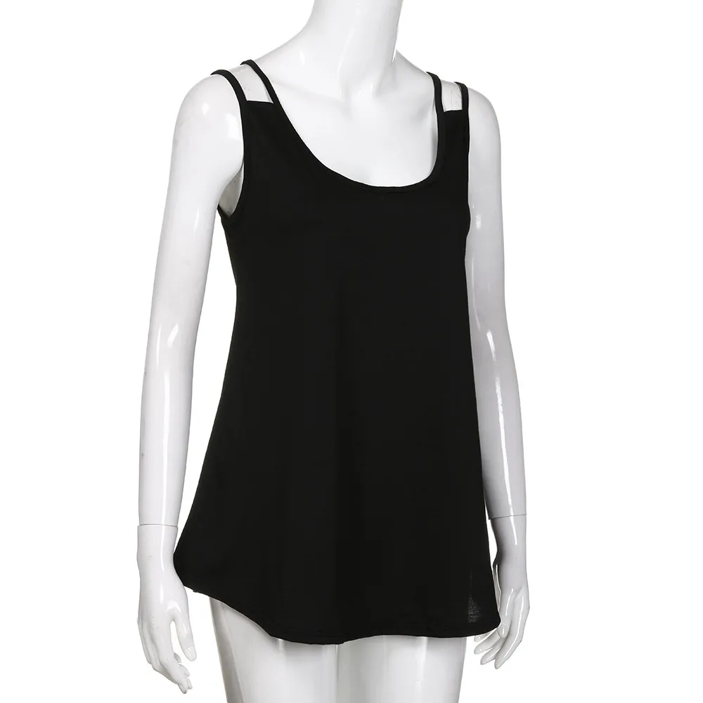 Women's Loose Casual Sexy O Neck Pleated Flowy Tank Top solid Sleeveless Cotton summer tops hot sale plus size 5XL#YJP