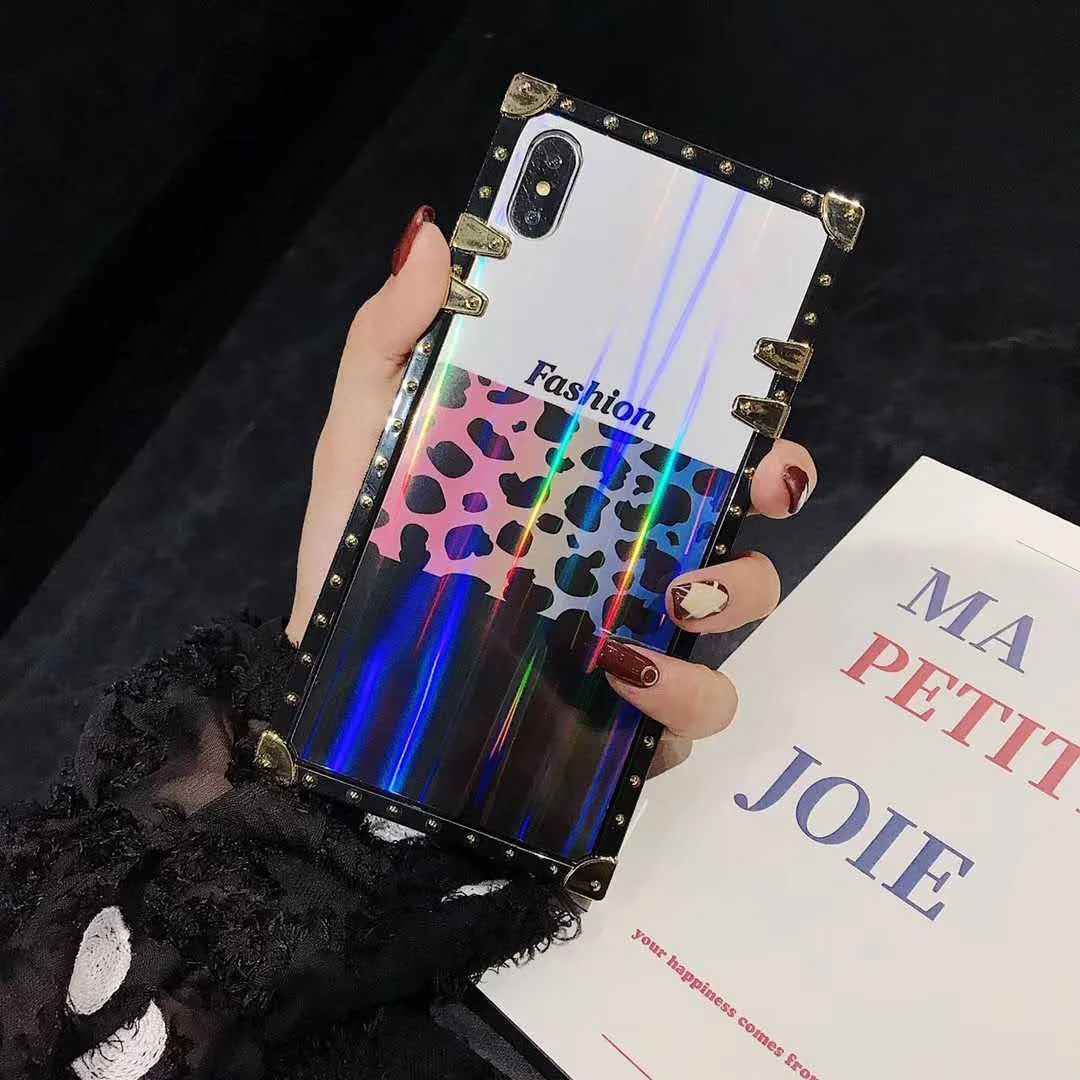 Роскошный брендовый квадратный леопардовый чехол для телефона Samsung Galaxy S8 S8p S9 S9p N9