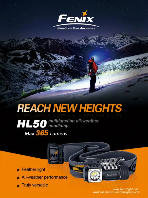 Новый Fenix HL50 налобный фонарь 3 режима сильный Многоцелевой Бесплатная доставка CREE
