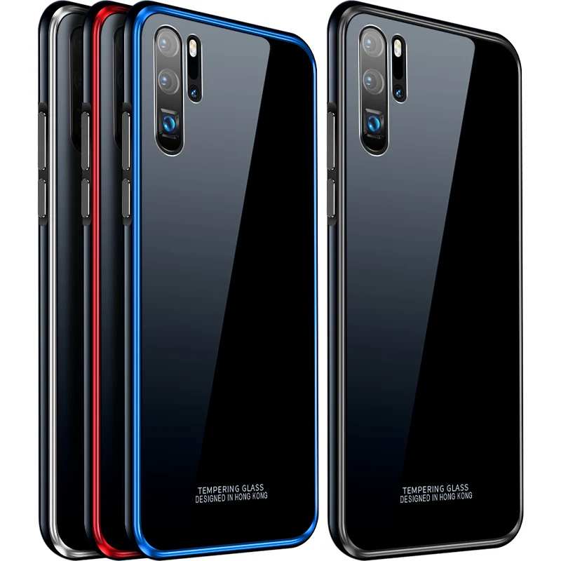 Металлический бампер + чехол из закаленного стекла для huawei P30 Pro 2019 роскошная