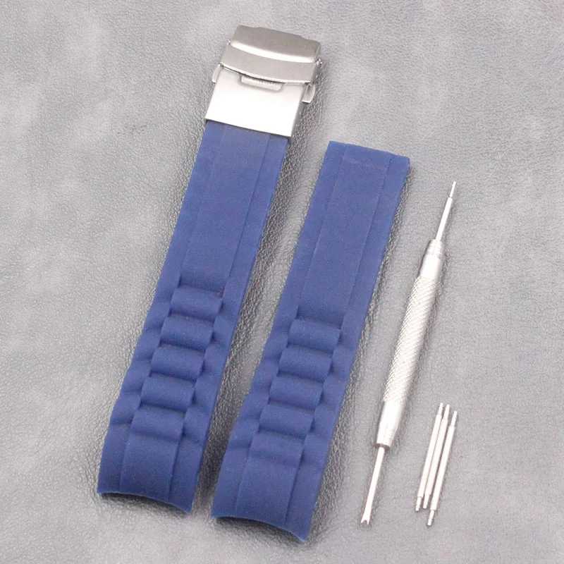 Силиконовый ремешок для мужчин складной пряжки 20mm22mm аксессуары для часов женские Спорт на открытом воздухе и досуг водостойкий ремешок из натурального каучука - Цвет ремешка: Dark blue