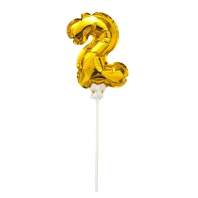 Gold 2 Mini мини золотые фольги номер воздушный шар топперы на свадебный торт украшения вечерние Детские Взрослые День рождения Юбилей флажки для торта поставки - Цвет: Gold 2