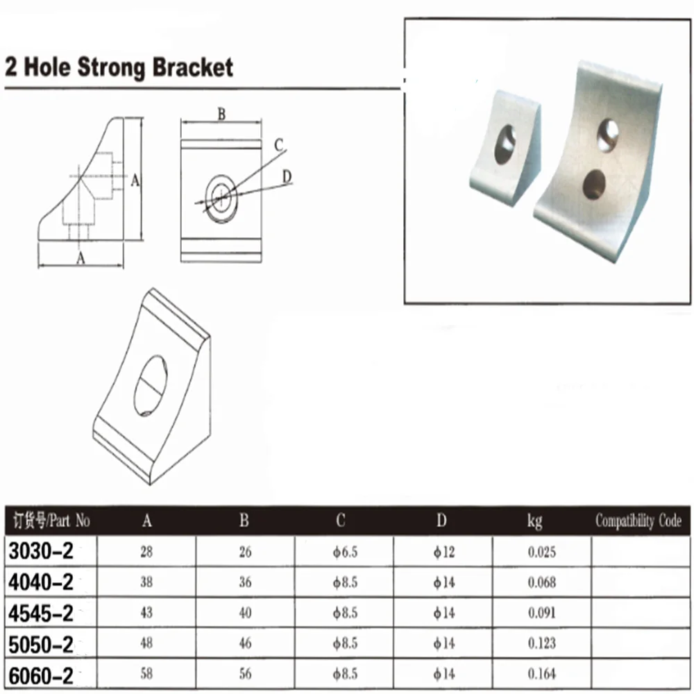 

2 Hole 5050/6060 L type 90 Degree Joint Board Plate connector Corner Angle Bracket Connection Strip for Aluminum Profile