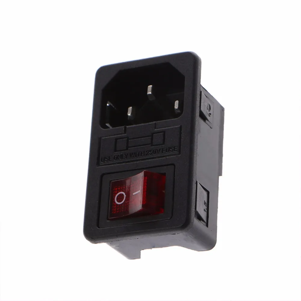6A 250V 10A 125V кулисный переключатель SPST 3 Pin IEC320 C14 Входной модульный Штепсель Fuse Switch
