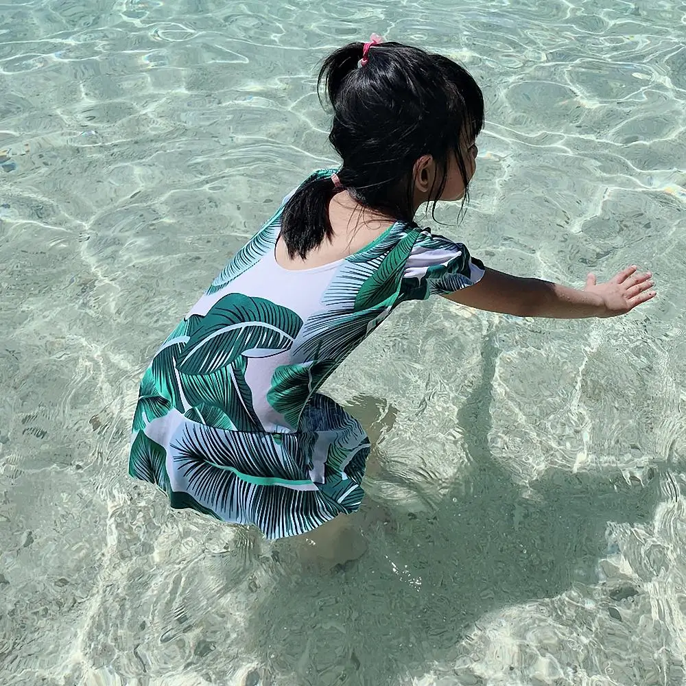 SWIMMART 2019 Toddler Kids Girl Swimsuit One Piece Bathing Suits Child Swimwear Wrap Leaves Print Children Beachwear | Спорт и