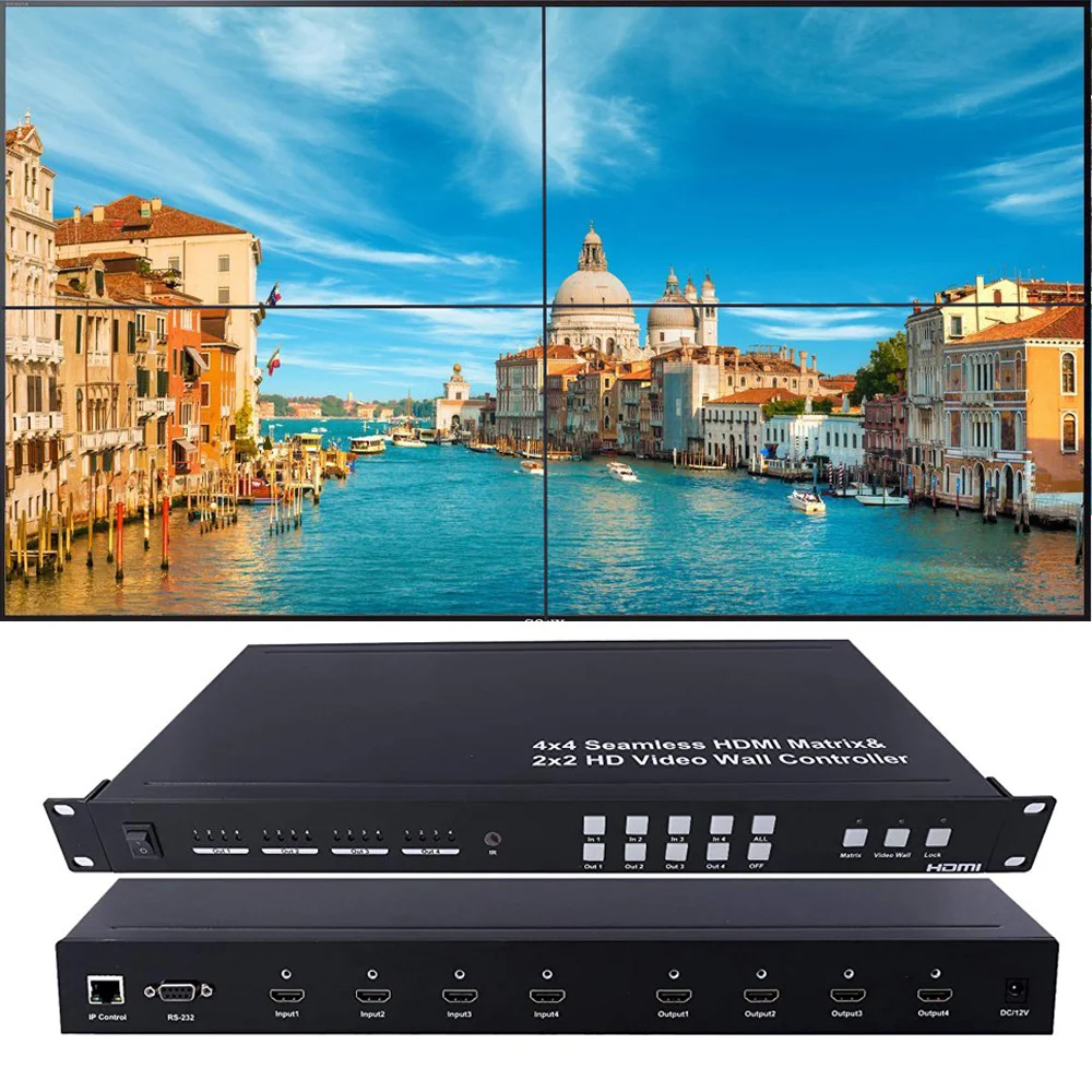 PUZHIJIE PZJ SMX44 бесшовный 4x4 HDMI матричный переключатель с четырьмя картинками