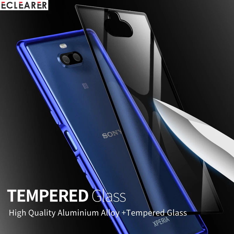 Для sony Xperia 10 Plus чехол Роскошный тонкий Алюминиевый металлический бампер и закаленное стекло задняя крышка чехол для sony Xperia 10 Plus Coque