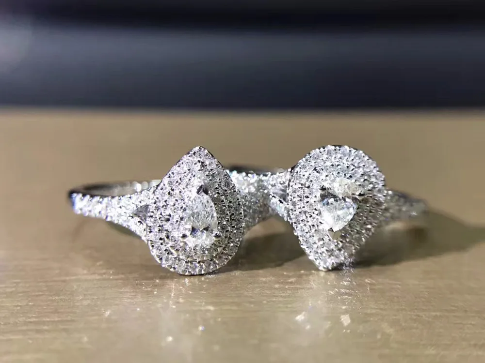 Кольцо для помолвки обручальное кольцо с натуральным бриллиантом 18 К белое