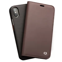 qialino fashion genuine leather cover for apple for iphone x card slot flip pure handmade luxury case for iphone x for 5 8 inch