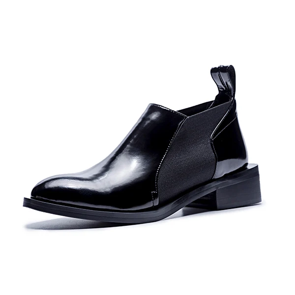 black Patent Leather JSI/модные офисные женские туфли на плоской подошве с круглым носком; сезон весна-осень; слипоны на низком каблуке; классические женские туфли на плоской подошве в римском стиле; JO208 - Цвет: black Patent Leather