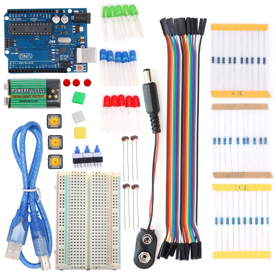 Базовый обучающий стартовый комплект для Arduino с UNO R3 AVR MCU начинающих и учащихся до