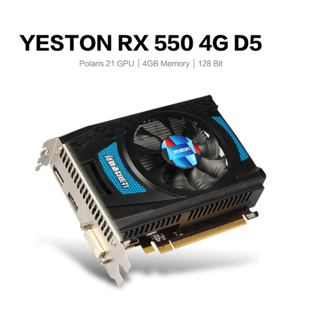 Yeston Radeon RX 550 GPU 4 ГБ GDDR5 128 бит игровой настольный компьютер ПК видеокарты Поддержка DVI-D/HDMI2.0B PCI-E 3,0