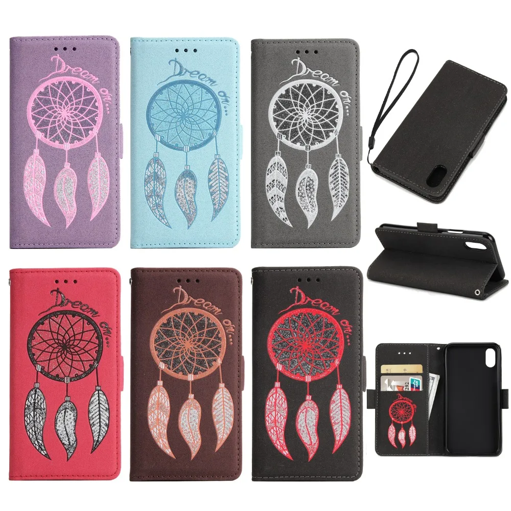 Glitter PU Leather Flip Case For iPhone X XR 6S 7 8 Plus Wind Chime Feather Pattern XS Max Kickstand Wallet Slot | Мобильные