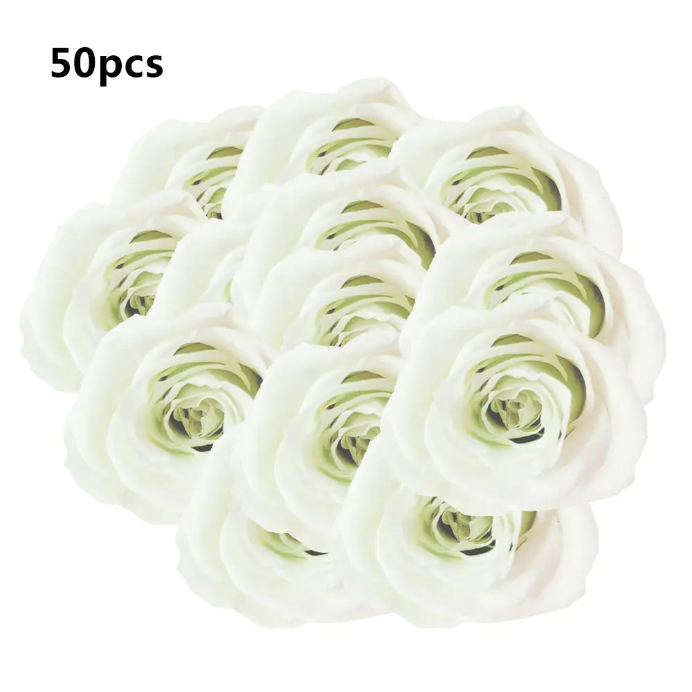 

50Pcs Rose Flower Bouquet Silk Artificial Flower Decorations Fake Flower Head Hydrangea Simulation Bridal Wedding Decor