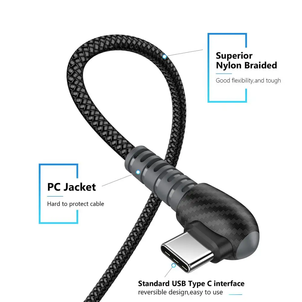 TIEGEM type C кабель 2A Быстрая зарядка 90 градусов USB для Xiaomi 6 8 samsung S8 S9 Plus Note 9 huawei P9 P10