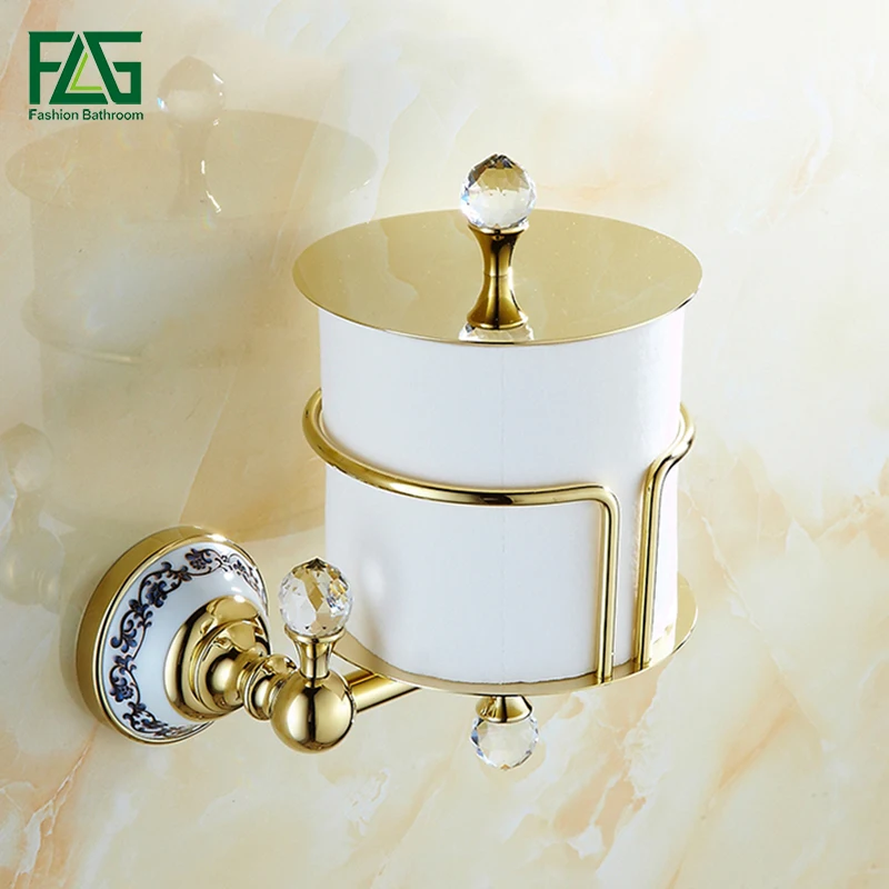 Роскошная хрустальная латунная золотая коробка FLG для бумаги держатель