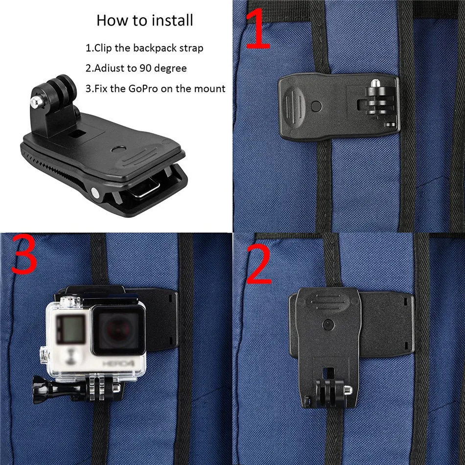 Водонепроницаемый зажим для GoPro Hero 6 5 4 3 2 1 SJCAM VP512 SJ4000/SJ5000/SJ6000/SJ7000 аксессуары Go Pro |
